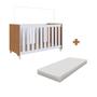 Imagem de Berço Com Rodízios Aconchego Com Colchão 60cm x 130cm Nogal Manchester Com Branco Kindred Completa Móveis