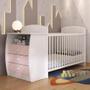 Imagem de Berço Cômoda Multifuncional Colinho de mãe com colchão incluso Multimóveis Branco / Rosa