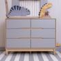 Imagem de Berço e Cômoda para Quarto Infantil Quater Linha Tomi Cinza com Carvalho