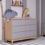 Imagem de Berço e Cômoda para Quarto Infantil Quater Linha Tomi Cinza com Carvalho