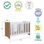 Imagem de Berço Infantil Cama 3 em 1 Multifuncional 133cm com Regulagem de Altura e Grade em MDF Quarto de Bebê Nogal com Branco