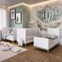 Imagem de Berço Infantil Cama 3 em 1 Multifuncional 136,6cm com Regulagem de Altura e Grade em MDF Quarto de Bebê Branco com Itapuã