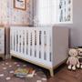 Imagem de Berço Infantil Cama 3 em 1 Multifuncional 136,6cm com Regulagem de Altura e Grade em MDF Quarto de Bebê Branco com Itapuã