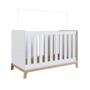Imagem de Berço Infantil Cama 3 em 1 Multifuncional 136,6cm com Regulagem de Altura e Grade em MDF Quarto de Bebê Branco com Itapuã