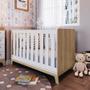 Imagem de Berço Infantil Cama 3 em 1 Multifuncional 136,6cm com Regulagem de Altura e Grade em MDF Quarto de Bebê Itapuã com Branco