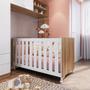 Imagem de Berço Infantil Simples com Rodas, Colchão, Regulagem de Altura e Grade MDF 133cm Nogal com Branco
