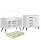 Imagem de Berço Mini Cama 3820 com Colchão e Cômoda 3825 Retrô Branco Qmovi