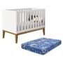 Imagem de Berço Mini Cama Classic Branco Fosco Pés Amadeirado com Colchão D18 - Reller Móveis