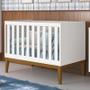 Imagem de Berço Mini Cama Classic Branco Fosco Pés Amadeirado com Colchão D18 - Reller Móveis