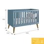 Imagem de Berço Mini Cama Theo Retrô Azul Fosco com Pés Amadeirado e Colchão D18 - Reller Móveis