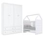 Imagem de Berço Montessoriano E Guarda Roupa Infantil Americano 4 Portas Branco - Henn