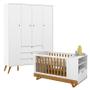 Imagem de Berço Multifuncional Bkids com Guarda Roupa 4 Portas Gold Branco Freijó Eco Wood  Matic