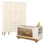 Imagem de Berço Multifuncional Bkids com Guarda Roupa 4 Portas Gold Off White Freijó Eco Wood  Matic