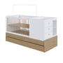 Imagem de Berço Multifuncional com Cama Auxiliar 3 Gavetas Aveiro Oak/Branco