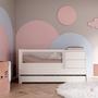 Imagem de Berço Multifuncional com Cama Auxiliar Cômoda 2 Gavetas 2 Nicho Sol e Mar com Colchão