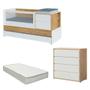 Imagem de Berço Multifuncional com Cama Auxiliar Sol e Mar com Colchão e Comoda Branco/Carvalho Treviso