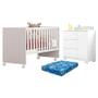 Imagem de Berço Nacional Doce Sonho 3540 e Cômoda Infantil Duda Branco Brilho com Colchão Ortobom  Phoenix Baby