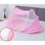 Imagem de Berço Portátil Rosa com Mosquiteiro Ideal para Bebês Dobrável, Compacto e Seguro para Viagens
