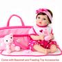 Imagem de Berço rosa Reborn Baby Doll Aori Lifelike de 45 cm com conjunto de presente