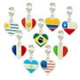 Imagem de Berloque Charms Bandeira Coração Paises Nações Prata 925