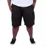 Imagem de Bermuda Cargo Masculina Plus Size Brim Com Elástico Casual