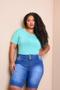 Imagem de Bermuda Feminina Jeans Plus Size Ciclista Com Lycra Cos Alto