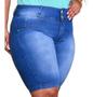 Imagem de Bermuda Feminina Jeans Plus Size Ciclista Com Lycra Cos Alto