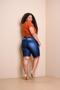 Imagem de Bermuda Feminina Jeans Plus Size Ciclista Com Lycra Cos Alto