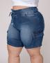 Imagem de Bermuda Feminina Plus Size Jeans Meia Coxa Cintura Média