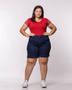Imagem de Bermuda Feminina Plus Size Jeans Semi Social Cintura Média