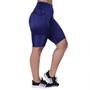 Imagem de Bermuda Fitness Feminina Bolso Cós Alto Cirre Textura Brilho Orbis - M, AZUL BIC