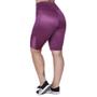 Imagem de Bermuda Fitness Feminina Bolso Cós Alto Cirre Textura Brilho Orbis - M, Vinho