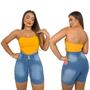 Imagem de Bermuda Jeans Feminina com Ilhós e Cós Alto Sofisticado