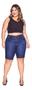 Imagem de Bermuda Jeans Feminina com Recorte Frontal Plus Size Cintura Alta C Zíper