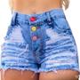 Imagem de Bermuda Jeans Feminina Desfiada Cós Alto Moda Rasgada