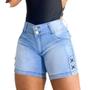 Imagem de Bermuda Jeans Feminino Short Destroyed 2 Botões e Detalhe Na Perna Jeans Premium Da moda