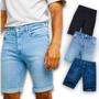 Imagem de Bermuda Jeans LISO SKINNY Masculina Casual Elastano Slim 409