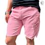 Imagem de Bermuda Jeans Masculina Destroyed Rosa