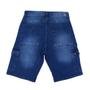 Imagem de Bermuda Jeans Masculina Recuzza Cargo Azul Médio - 10768