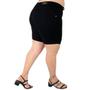 Imagem de Bermuda Jeans Plus Size Feminina Barra Dobrada Preto 48 50 52