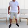 Imagem de Bermuda Masculina Brim Plus Size Alfaiataria Esporte Fino Social Sarja Elastano Lisa Tamanho Extra 46 ao 54 Moda Premium