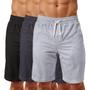 Imagem de Bermuda Moletom Masculina Bolsos Lisa Cordão Ajustável Kit 3