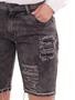 Imagem de Bermuda Oversized Jeans Preto Estonado com Rasgo e Barra Virada Desfiada Cotton