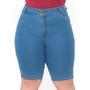 Imagem de Bermuda Short Jeans Feminino Plus Size Cintura Alta Lycra/Elastano