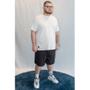 Imagem de Bermuda Short Masculino Plus Size Lisa Preta Estampada com Elástico