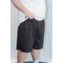 Imagem de Bermuda Short Masculino Plus Size Lisa Preta Estampada com Elástico