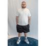 Imagem de Bermuda Short Masculino Plus Size Lisa Preta Estampada com Elástico
