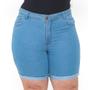 Imagem de Bermuda Short Plus Size Jeans Feminino Cintura Alta Clara Barra dobrada Lycra/Elastano