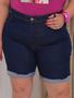 Imagem de Bermuda Short  Taiga Jeans Feminino Plus Size Cintura Alta Barra Dobrada Escura Lycra/Elastano