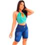 Imagem de Bermudão Feminino Jeans cintura alta bermuda ciclista Jeans Rasgado